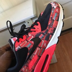 Airmax 90s with Nike shoebox print with black suede